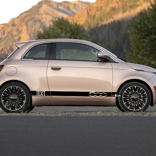 Benutzerdefinierter Text Türschweller-Streifen Aufkleber Seitenstreifen für Fiat 500 3