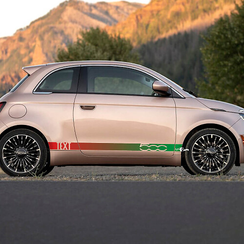Benutzerdefinierter Text Schweller Gradient-Farbstreifen Aufkleber Seitenstreifen für Fiat 500
