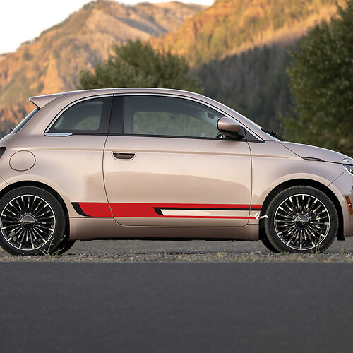 Rocker Panel Zwei Farbstreifen -Aufkleber -Seitengrafikstreifen für Fiat 500
 1