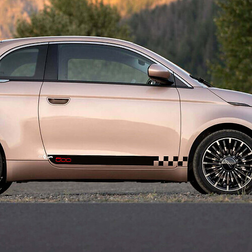 Schwellerverkleidung 500 Kariertes Seitenstreifen Aufklebergrafik Für Fiat 500