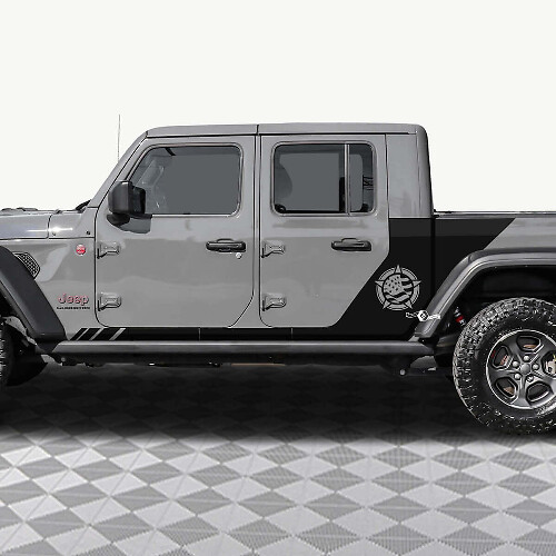 Militärstern US-Flagge Vinyl-Aufkleber passend für die hinteren Seitentüren des Jeep Gladiator 2
