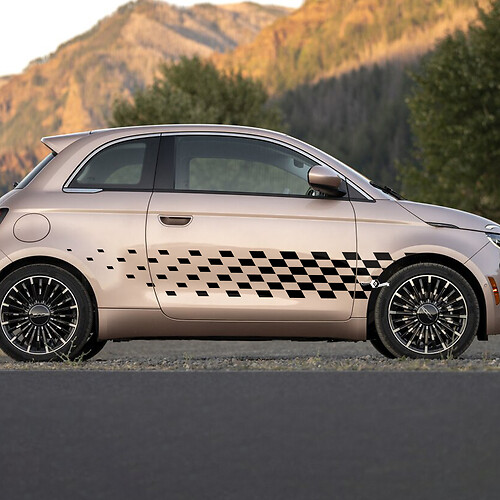 Rocker Panel Checked Stripe Decal Side Graphics Stripes für Fiat 500
 1