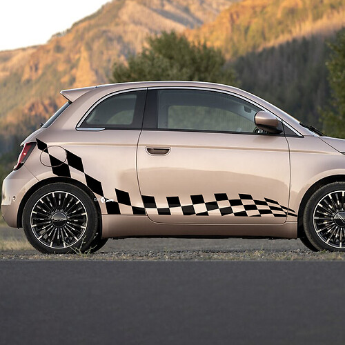 Türen karierte Flaggen -Aufkleber -Seitengrafikstreifen für Fiat 500 2
 1