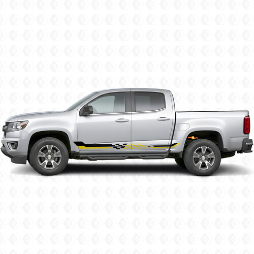 Schachbrett-Rennstreifen für Türen & Schweller für Chevrolet Colorado 2. Generation 2015-2022
