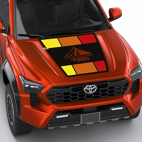 TRD Off Road Mountains Vintage Retro Heritage Stripes Wrap Hood Aufkleber für Toyota Tacoma 4. Generation
