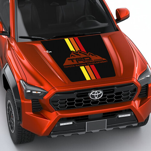 TRD Mountains Vintage Retro Heritage Stripes Hood Decal Aufkleber für Toyota Tacoma 4. Gen
 1