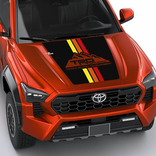 TRD Mountains Vintage Retro Heritage Stripes Hood Decal Aufkleber für Toyota Tacoma 4. Gen

