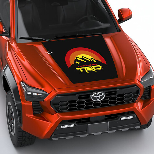 TRD Mountains Vintage Retro Heritage Sun Stripes Hood Decal Aufkleber für Toyota Tacoma 4. Gen
 1