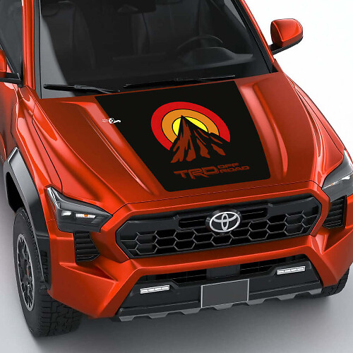 TRD Mountain Vintage Retro Heritage Sun Stripes Kapuze Aufkleber Aufkleber für Toyota Tacoma 4. Gen
