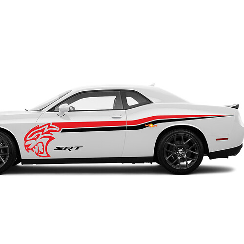 Zwei Farben SRT Hellcat Side Stripes Aufkleber für Dodge Challenger oder Ladegerät
