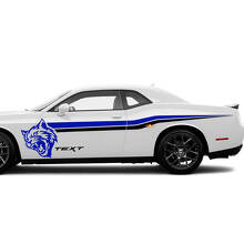 Wildcat-Stil Seitenstreifen Vinyl-Aufkleber Set für Dodge Challenger Charger_2