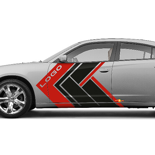 Benutzerdefiniertes Logo Geometrische Seitenstreifen Vinyl-Aufkleber-Set für Dodge Charger