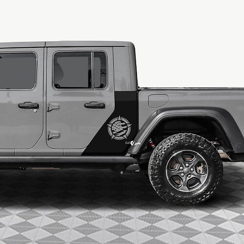 Militärstern US-Flagge Vinyl-Aufkleber für die hinteren Seitentüren passend für Jeep Gladiator 3
