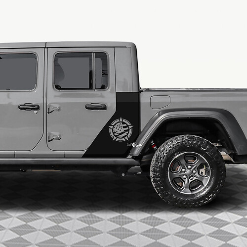 Militärstern US-Flagge Vinyl-Aufkleber für die hinteren Seitentüren passend für Jeep Gladiator 3
 1