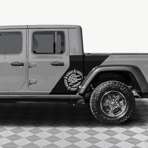 Militärstern US-Flagge Vinyl-Aufkleber für die hinteren Seitentüren passend für Jeep Gladiator 4
