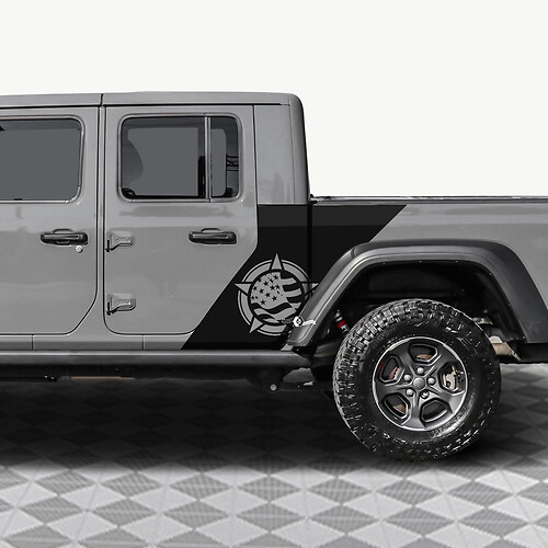 Militärstern US-Flagge Vinyl-Aufkleber für die hinteren Seitentüren passend für Jeep Gladiator 4
 1