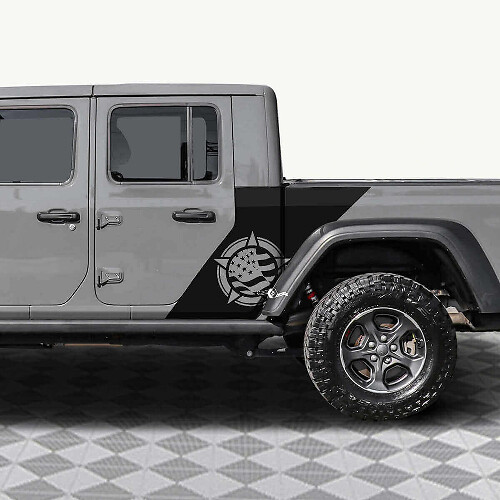 Military Star US Flag Seitlicher Vinyl-Aufkleber Satz für Jeep Gladiator