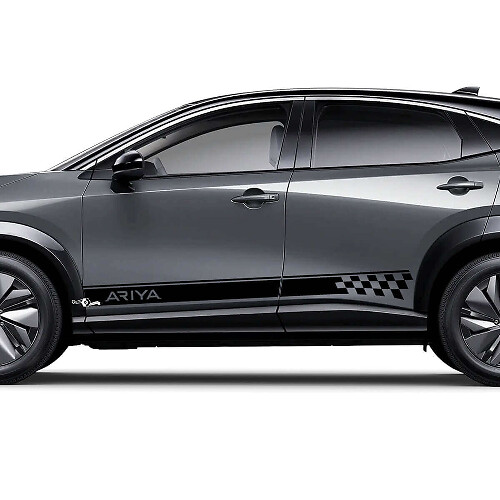 Flagge Karierte Seiten Rennlogo Akzentstreifen Grafiken Aufkleber Set für Nissan ARIYA