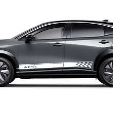 Seiten Schachbrett-Rennstreifen Grafik Aufkleber Set für Nissan ARIYA
 2