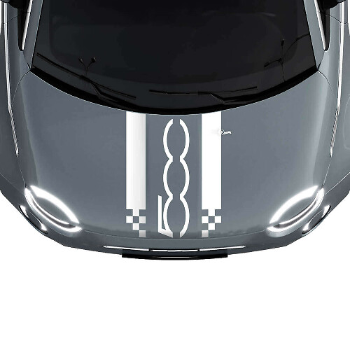 500 Motorhaube Dual Racing Checkered Stripe Decal Aufkleber Grafiken für Fiat 500
