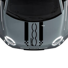 500 Motorhaube Dual Racing Checkered Stripe Decal Aufkleber Grafiken für Fiat 500
 2