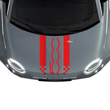500 Motorhaube Dual Racing Checkered Stripe Decal Aufkleber Grafiken für Fiat 500
 3