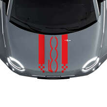 500 Motorhaube Dual Racing Checkered Stripe Decal Aufkleber Grafiken für Fiat 500
 3
