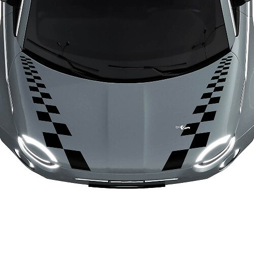 500 Doppelkarierte Motorhaubenstreifen Aufkleber Grafiken für Fiat 500
 1