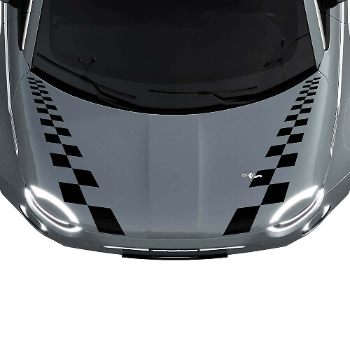 500 Doppelkarierte Motorhaubenstreifen Aufkleber Grafiken für Fiat 500
