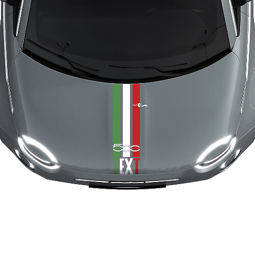 Benutzerdefinierter Text Tri-Streifen Italien Flaggen-Haubenstreifen Aufkleber Grafiken für Fiat 500