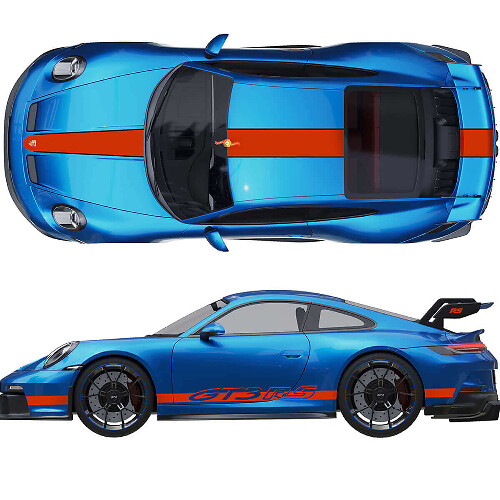 Aufkleber-Set Haube Dach Heckspoiler Streifen für Porsche 991 GT3 RS