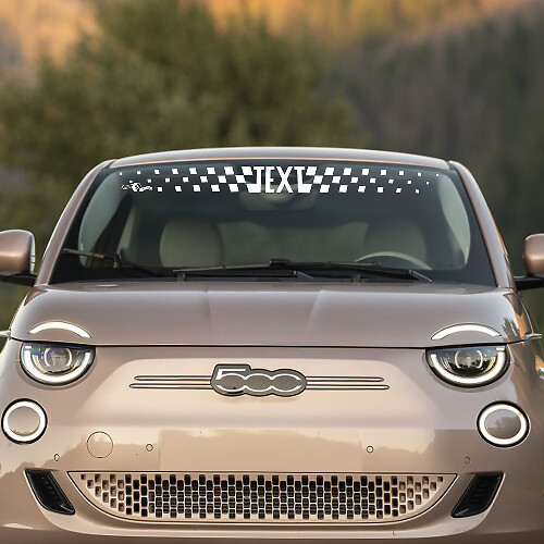 Benutzerdefinierte Text Frontscheibe Karierter Streifen Aufkleber Grafiken für Fiat 500