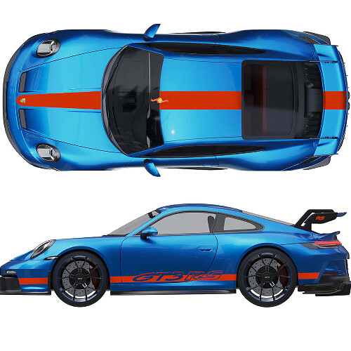 Kit aus Hauben-, Dach-, Heckspoilerstreifen für Porsche 991 gt3 RS
