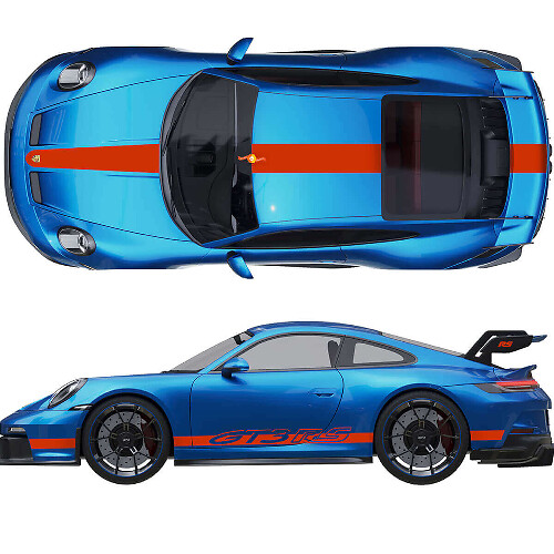 Aufkleber-Set Motorhaube Dach Heckspoiler Streifen 2 für Porsche 991 GT3 RS