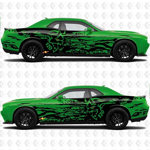 Demon 170 Splash Grunge Seitensatz HellCat Vinyl Aufkleber Grafik für Dodge Challenger oder Charger
