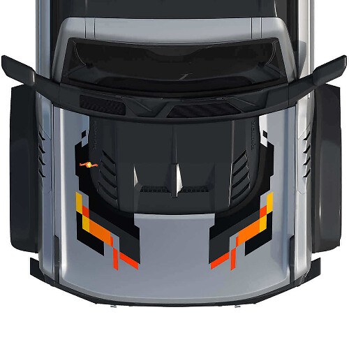 Abstraktes Grafik-Motorschutzhauben-Vinylaufkleber-Set für Musclecar Horse