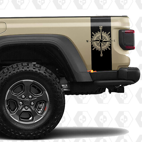 Aufkleber für hintere Seitenstreifen aus Vinyl für Jeep Gladiator Compass