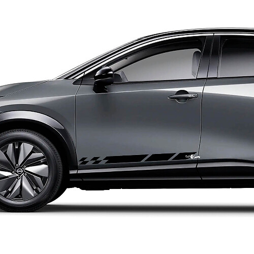 Seiten Universal karierte Streifen Racing Grafik Aufkleber Set für Nissan ARIYA
