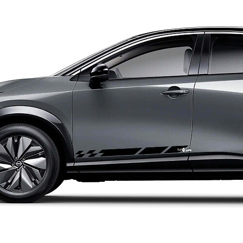 Seiten Universal karierte Streifen Racing Grafik Aufkleber Set für Nissan ARIYA
 1