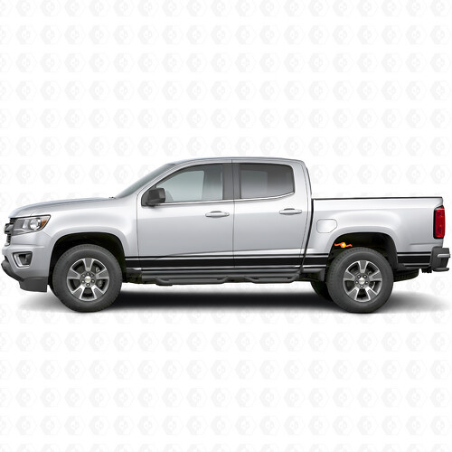 Schmale Akzent-Tür- und Seitenbettrand-Vinylstreifen für Chevrolet Colorado 2. Generation 2015-2022