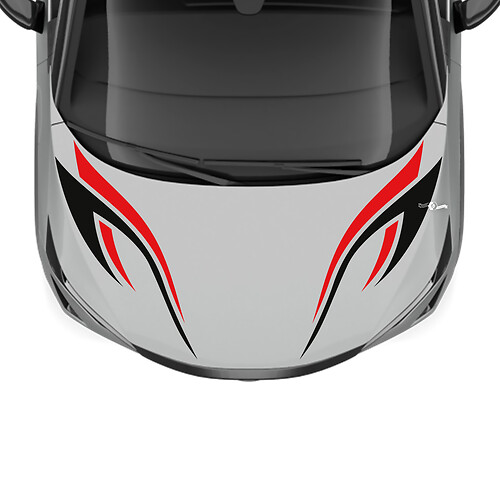 Motorhaube mit zweifarbigen Tribal-Streifen-Renngrafiken für Nissan ARIYA
 1