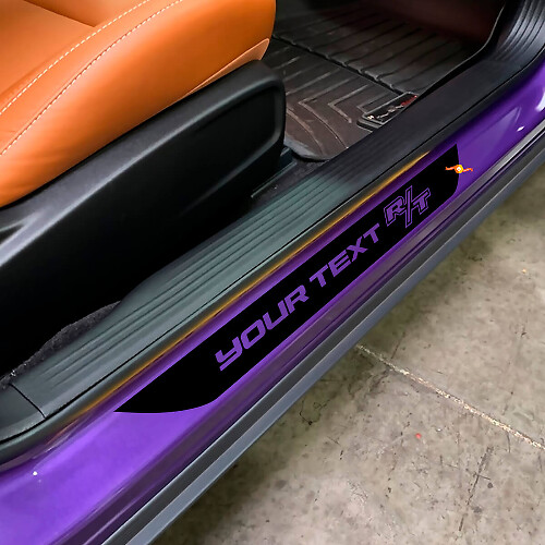 R/T mit benutzerdefiniertem Schriftzug Türschwellen-Streifen Vinyl-Aufkleber Kit für Dodge Challenger