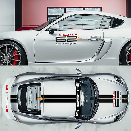 GT4 Clubsport Racing Seitenschürze Dach Windschutzscheibe Banner Aufkleber Grafiken für Porsche 718 Cayman

