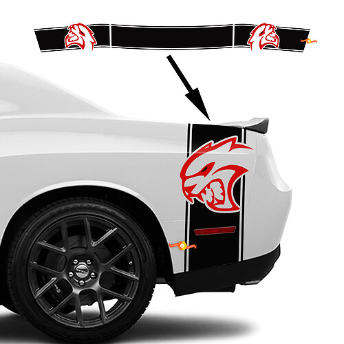 Seiten- und Heckband Rot HELLCAT Aufkleber Grafiken für Dodge Challenger
