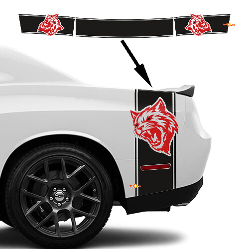 Wildcat-Style Seiten- und Heckband-Streifen Vinyl-Aufkleber-Set für Dodge Challenger