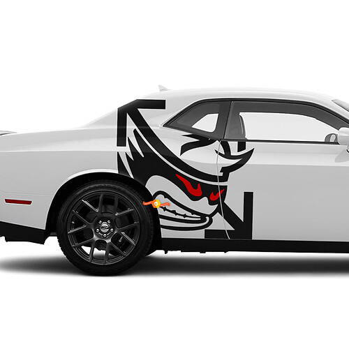 Zwei Farben SRT Scat Pack Red Eyes Seitenaufkleber für Dodge Challenger oder Charger
