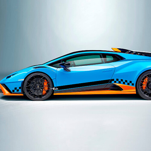 Karierte Flagge Seiten-Vinyl-Aufkleber Grafiken für Lamborghini STO
 1