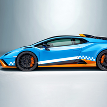 Karierte Streifen Flaggen-Seiten-Vinyl-Aufklebergrafiken für Lamborghini STO
 2