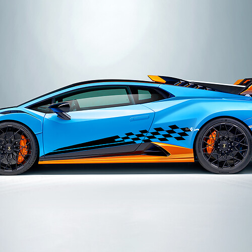 Karierte Streifen Flaggen-Seiten-Vinyl-Aufklebergrafiken für Lamborghini STO
