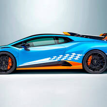 Schachbrett-Flaggenstreifen Seitenvinyl-Aufkleber Grafiken 3 für Lamborghini STO 2